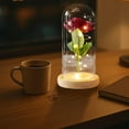 thumbnail image 5 of Cheapark Valentine's Day LED Night Light 3 Rose Glass Lampshade Ornament Battery Operated Soft Glow For Home Holiday Decor, 5 of 6