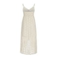 thumbnail image 6 of Frostluinai Womens Boho Dresses Lace V-Neck Sleeveless White Wedding Guest Bridesmaid Dresses Hollow Out Beach Swing Maxi Dress Casual Summer Sundresses, 6 of 9