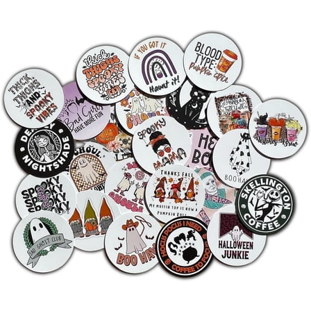 Fall Halloween Car Freshie Cardstock Cutout Rounds 2 in  12 pk Mixed, for Scented Aroma Bead Bake w/Silicone Mold Designs, Spooky Ghost PSL Pumpkin