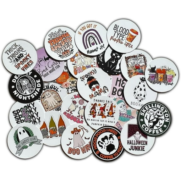 Fall Halloween Car Freshie Cardstock Cutout Rounds 2 in  12 pk Mixed, for Scented Aroma Bead Bake w/Silicone Mold Designs, Spooky Ghost PSL Pumpkin