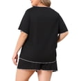 thumbnail image 3 of Agnes Orinda Women Plus Size Mother's Day 2 Piece Nightwear Round Neck Sleepwear Tops and Shorts Lounge Home Casual Pajama Sets 2X Black, 3 of 6