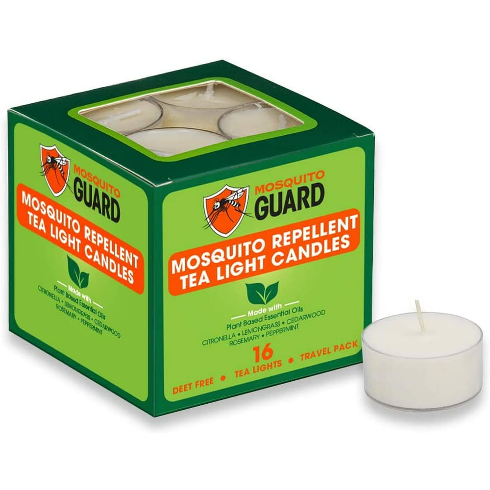 Mosquito Guard Repellent Tea Light Candles (16 Pack) Made with Natural Plant Based Ingredients