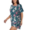thumbnail image 2 of Wukai Lilies Flowers Women's Pajama Set,Short-Sleeve Top and Shorts with Elastic Waistband and Pockets for Loungewear, Yoga, and Casual Wear-X-Large, 2 of 8