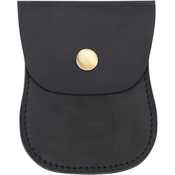 Genuine Leather Coin Purse Pouch Portable Change Purse Wallet Holder with Alloy Snap Button for Men and Women Handmade Gift 3.85x3x0.3 inch Black DIY