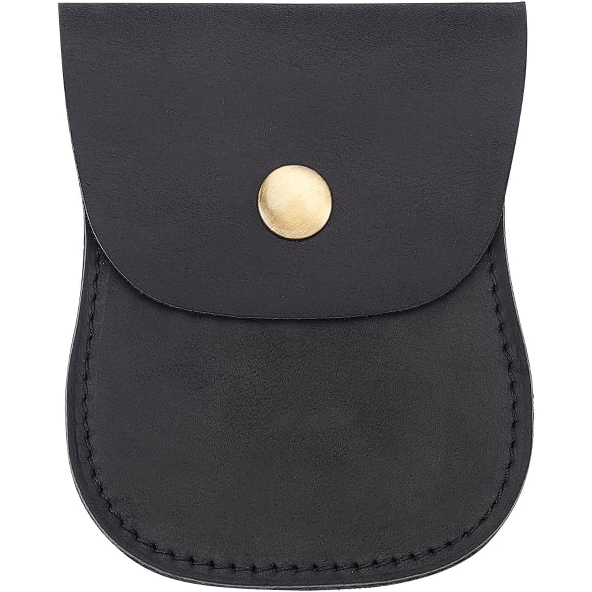 Genuine Leather Coin Purse Pouch Portable Change Purse Wallet Holder with Alloy Snap Button for Men and Women Handmade Gift 3.85x3x0.3 inch Black DIY
