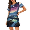 thumbnail image 1 of Easygdp Fantasy Landscape Starry Night Camisón de manga corta para mujer, informal, estampado, 1 of 6