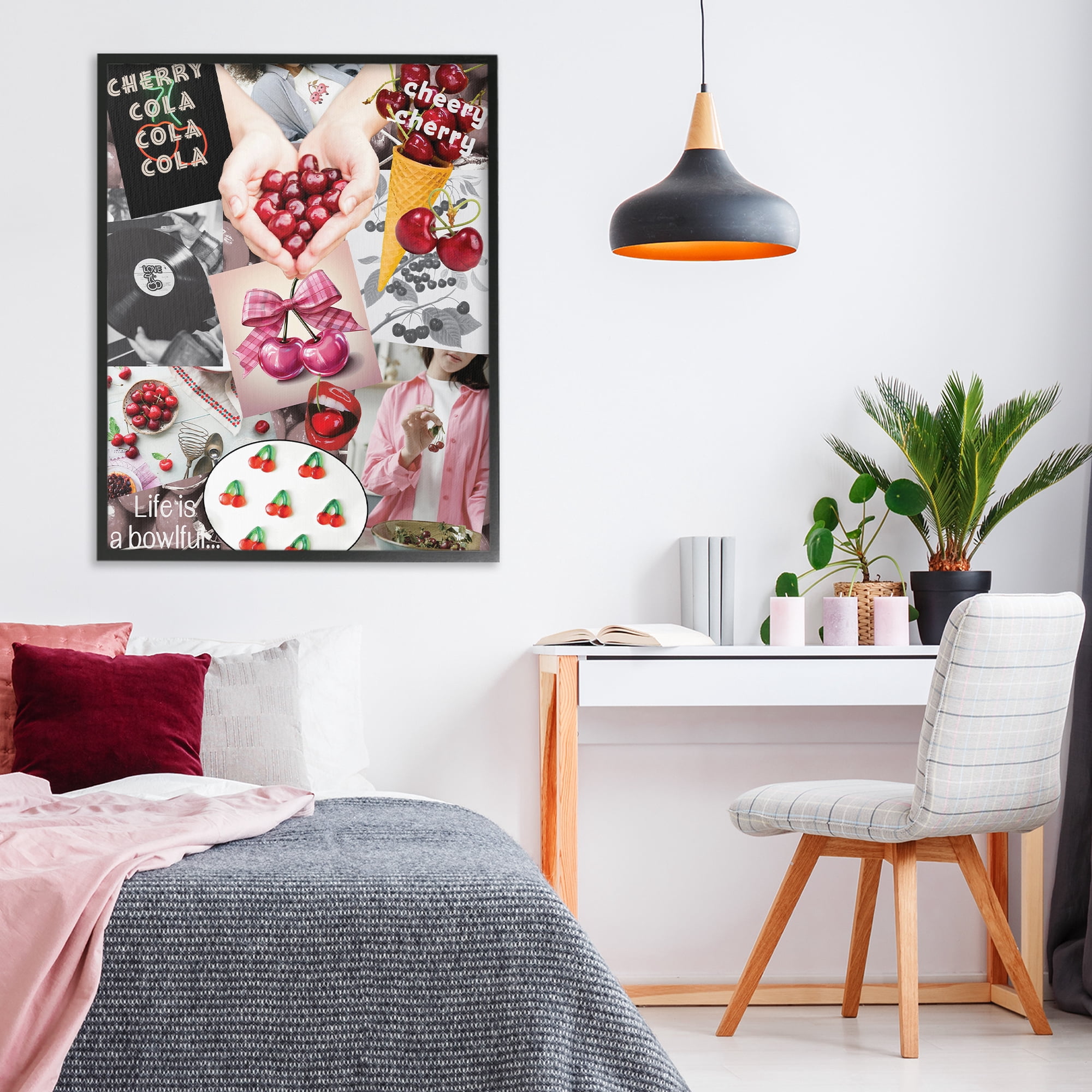 Stupell Industries Retro Cherry Mood Board Black Framed Giclee Art, design by Grotto Studios