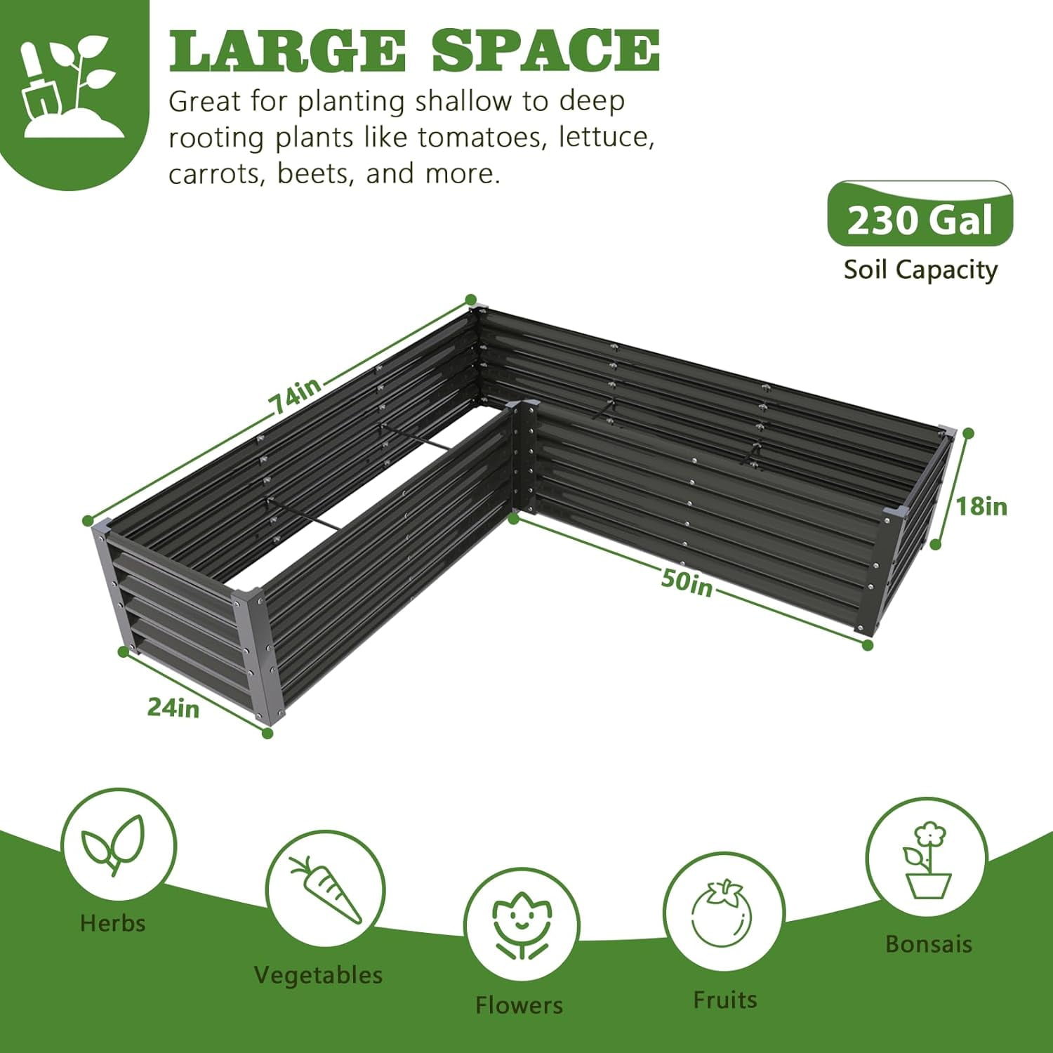 8-Pack 6X3X1.5ft & 74x74x18 in Deep Root Galvanized Raised Garden Beds Outdoor （Quartz Grey）