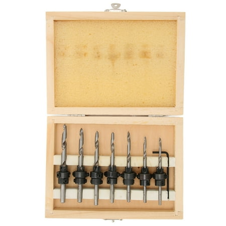

7Pcs Countersink Drill Bits Set Woodworking Drilling Tools Carpentry Reamer 1Pc Hex Wrench