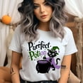 thumbnail image 3 of Purrfect Potion Cat Witch T-Shirt for Adults, Cute Halloween Cauldron Tee, Gold, Size L, 3 of 6