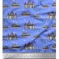 thumbnail image 1 of Soimoi polyester Crepe Fabric Ship,Castel & Bridge Architectural Fabric Prints By Yard 42 Inch Wide, 1 of 1