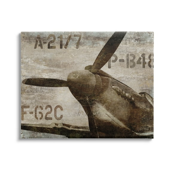 Stupell Industries Vintage Style Airplane Propeller Aircraft Sepia Monochrome Canvas Wall Art, 30 x 24, Design by Dylan Matthews