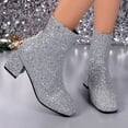 thumbnail image 3 of JUSLIO Womens Boots,Chunky Heel Boots Round Toe High Heel Comfort Solid Color Zipper Boots for Women,, 3 of 9