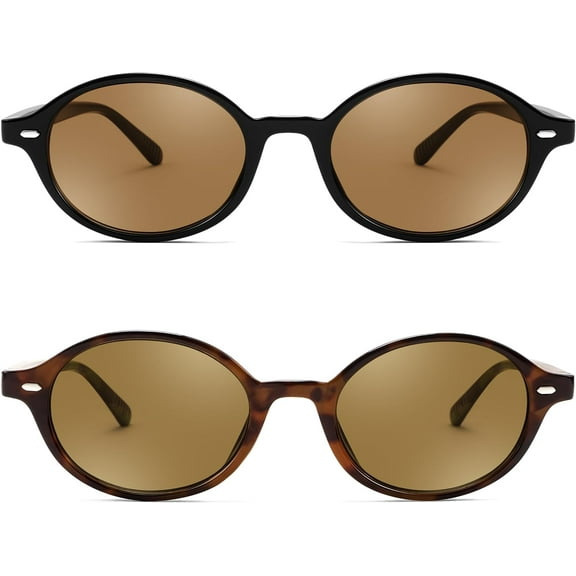 FEISEDY Retro Oval Sunglasses for Women 90s Narrow Round Lightweight Shades Y2k Trendy Sunnies B1171