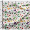 thumbnail image 2 of Soimoi Veggies Printed, Cotton Satin Spandex, Sewing Fabric by The Yard 54 Inch Wide, Decorative Fabric for Dresses and Home Accents, White, 2 of 5