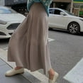 thumbnail image 4 of Mrat Plus Size Skirt Women's Long Knitted Sweater with High Waist and Pleated A-Line Skirt Maxi Skirts S-60 Khaki One Size, 4 of 9