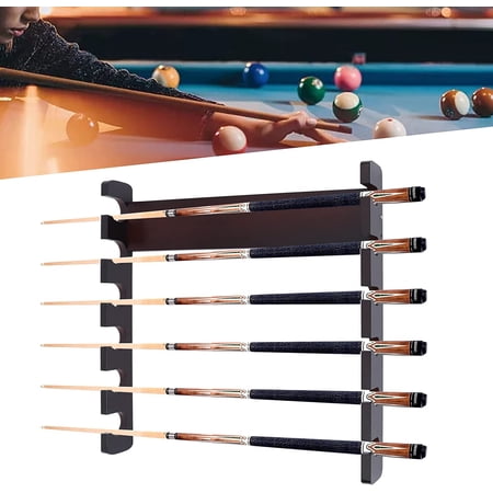 Miumaeov 6 Pool Cue Rack Pool Stick Holder Wall Mount, Pool Billiard Stick Wall Cue Rack