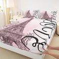 thumbnail image 3 of Homewish Paris Eiffel Tower 3pcs Twin Sheet Sets for Teens Girls Boys,Romantic Valentine Twin Fitted Sheet,Black Pink Breathable Flat Sheet,Ultra Soft Home Decor, 3 of 7
