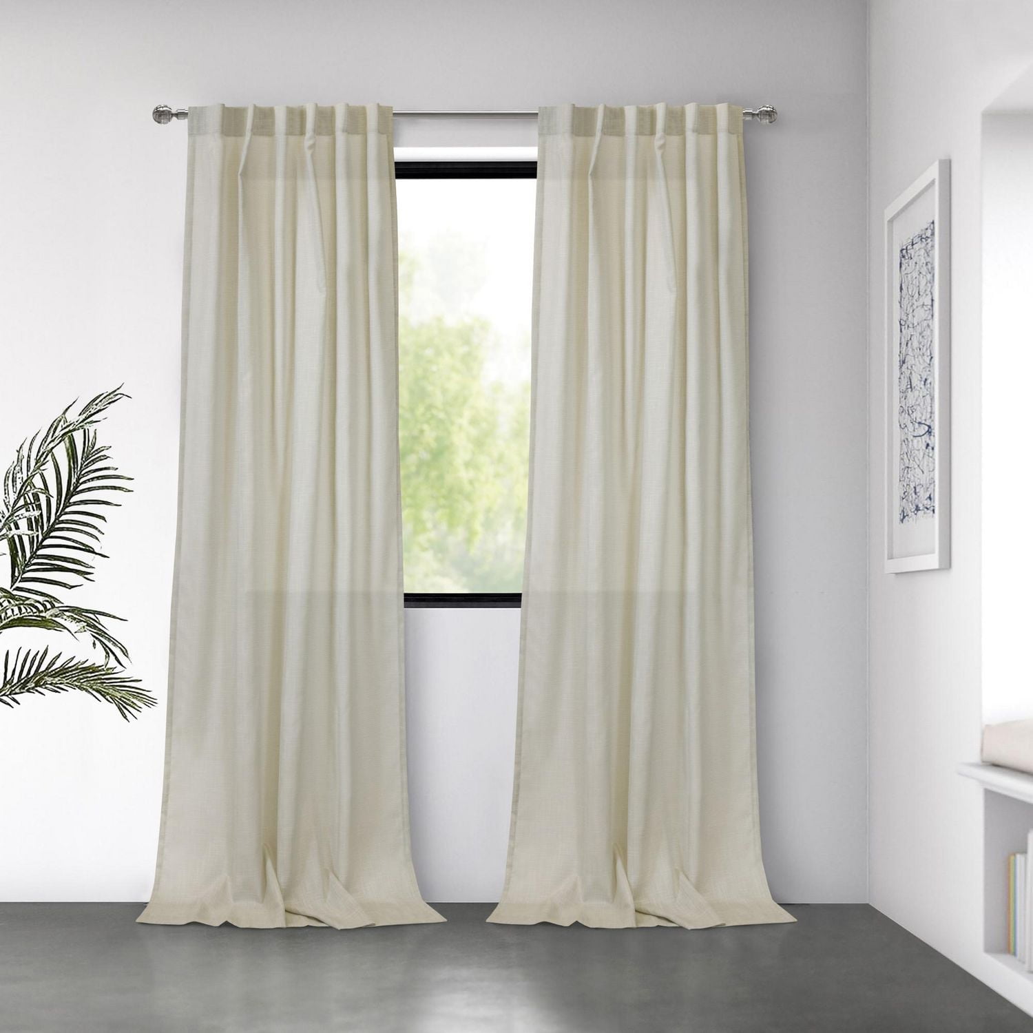 Loft Living Bursa Light Filtering Dual Header Single Curtain Panel 52 x 108 in Linen