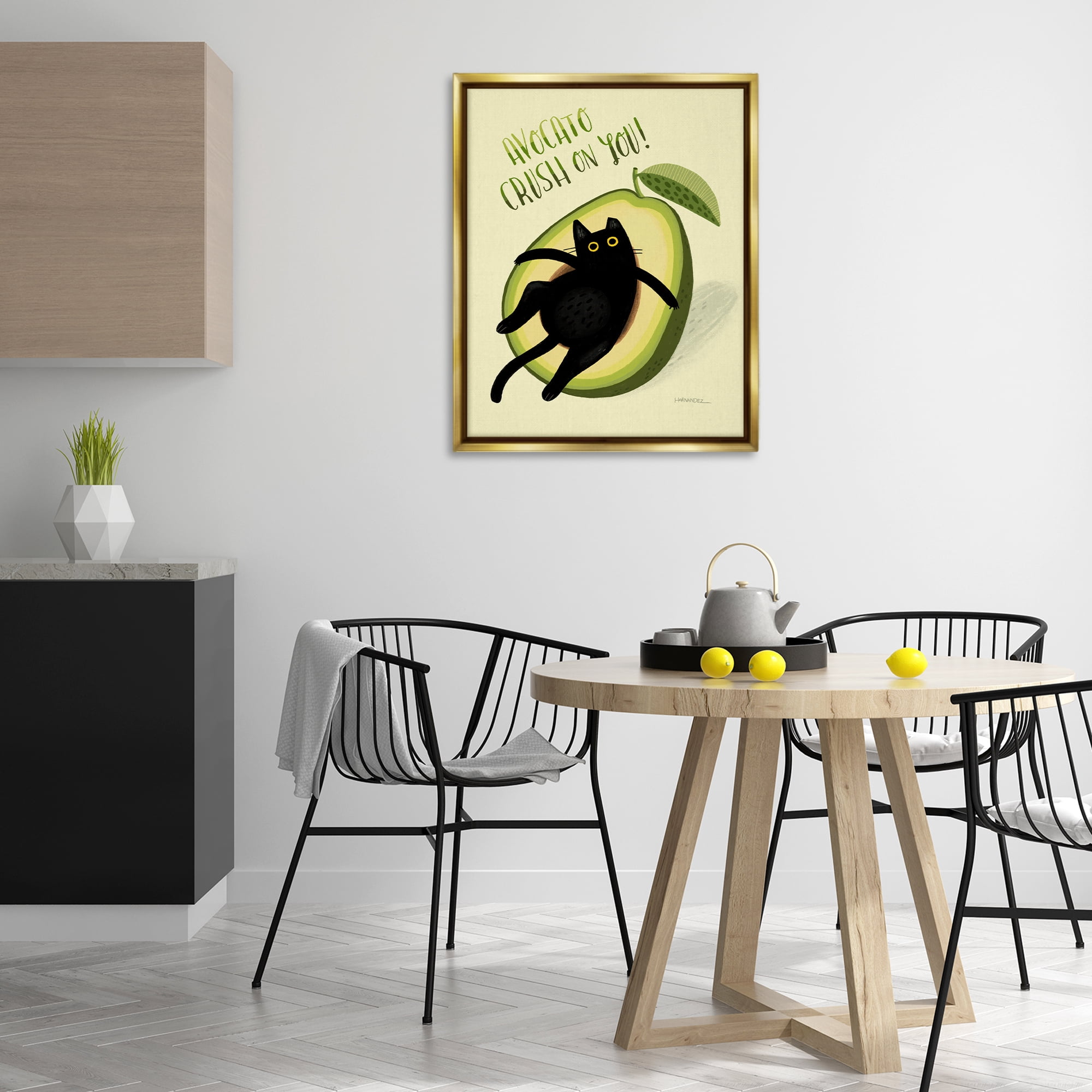 Stupell Industries Avocato Crush on You Animals Painting Gold Floater Framed Canvas Art Print Wall Art, 25 x 31