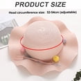 thumbnail image 2 of Sombrero de paja con borde ondulado para niñas, de verano, con circunferencia de la cabeza de 50 a 54 cm, protector solar, lazo, bola de pelo, para playa, con cuerda a prueba de viento, color rosa, 2 of 5