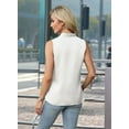 thumbnail image 4 of Womens Summer Sleeveless Silk Satin V Neck Business Casual Tank Tops White XXL, 4 of 7