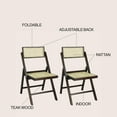 thumbnail image 5 of Theo Mid-Century Vintage Wood Rattan Folding Chair with Adjustable Back, Dark Brown (Set of 2), 5 of 10
