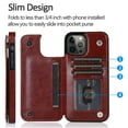 thumbnail image 3 of ELEHOLD for iPhone 15 Pro Max Wallet Case , Ultra Slim Luxury Premium Leather Card Holder Kickstand Shockproof Magnetic Clasp Protective Case for iPhone 15 Pro Max,Brown, 3 of 9