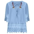 thumbnail image 5 of Pincandy Women’s 2025 Summer Short Sleeve Embroidered Blouse Elegant Tunic Bohemian Dress Tops for Women,Blue,XL, 5 of 7