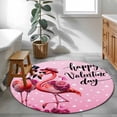 thumbnail image 3 of Round Rug 4Ft Washable Non-Slip, Valentine's Day Circle Area Rugs for Living Room Bedroom, Flamingos Roses Love Romance Ombre Pink Indoor Floor Mats Carpet Runner for Home Decor Aesthetic, 3 of 8