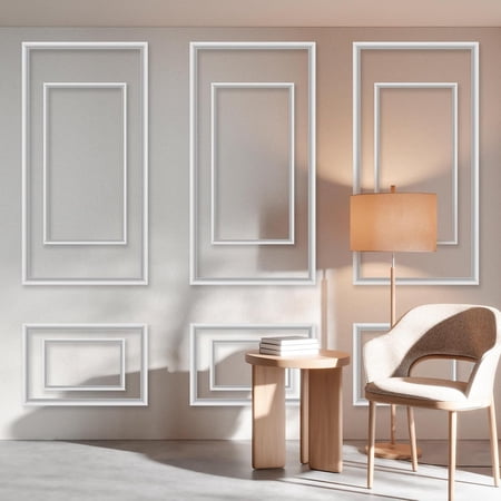 3 Set Peel and Wall Molding Kit, Inner and Outer Layers Style Premade Wainscoting Panels for Interior Wall Moulding Decor, Ready to Assemble Wainscoting Accent Panel (31x 54 Inch)