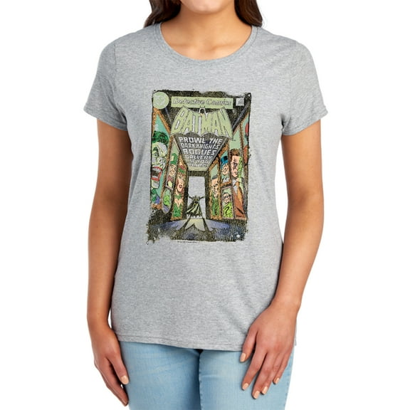 Batman Rogues Gallery Cover Women's T Shirt, Athletic Heather, Large