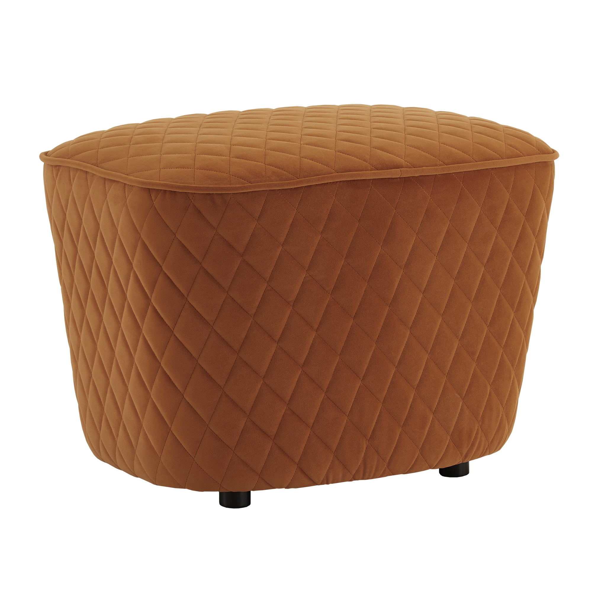 Weston Home Milner Quilted Diamond Fabric Accent Chair with Ottoman, Orange