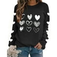 thumbnail image 3 of Fnooota Women Valentine's Day Sweatshirts, Pullover Casual Graphic Crew Neck Long Sleeve Tops Black Size XS, 3 of 7