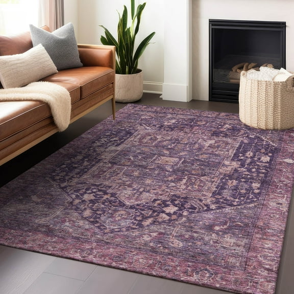 Addison Rugs Chantille Indoor/Outdoor Transitional Geometric, Abstract Eggplant Washable Rectangle Rug, 10' x 14'