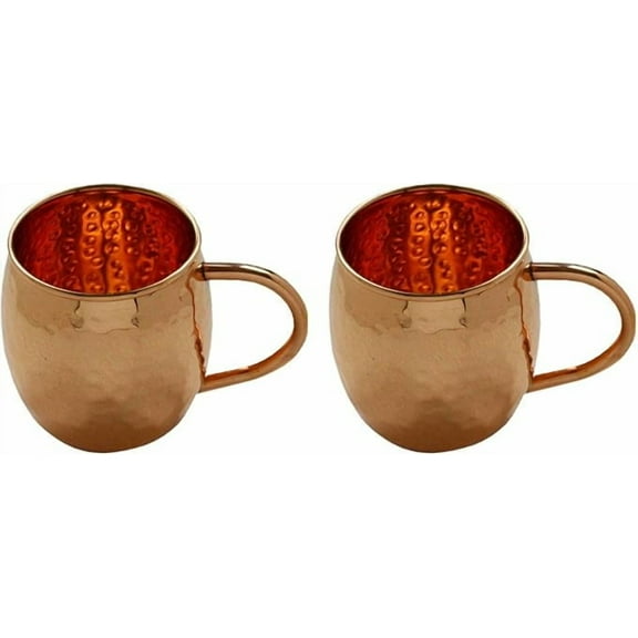 Moscow Mule Mug Hammered Handcrafted with Classic Handle for Cocktails and Drinks 16oz - (Set of 2)