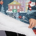thumbnail image 3 of Oversized Wearable Blanket Hoodie,Dark Blue Christmas Santa Pattern Sherpa Blanket Hoodie with Super Pockets,Super Warm Fuzzy Pullover for Women & Men, 3 of 6