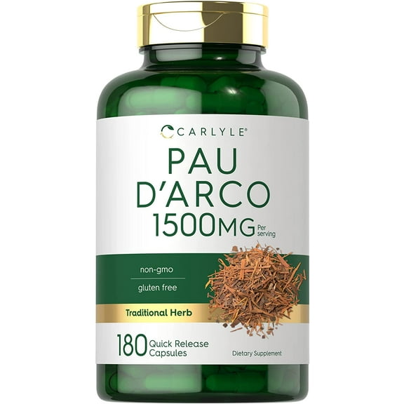 Pau D'Arco Capsules | 1500mg | 180 Count | Supplement for Men and Women | by Carlyle