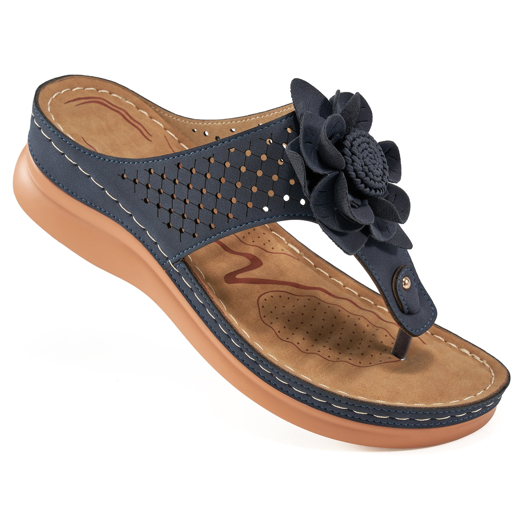 Women's Comfort Wedge Sandals Ankle Strap Thong Sandals Summer Vintage Flip Flops Open Toe Slingback Roman Shoes 