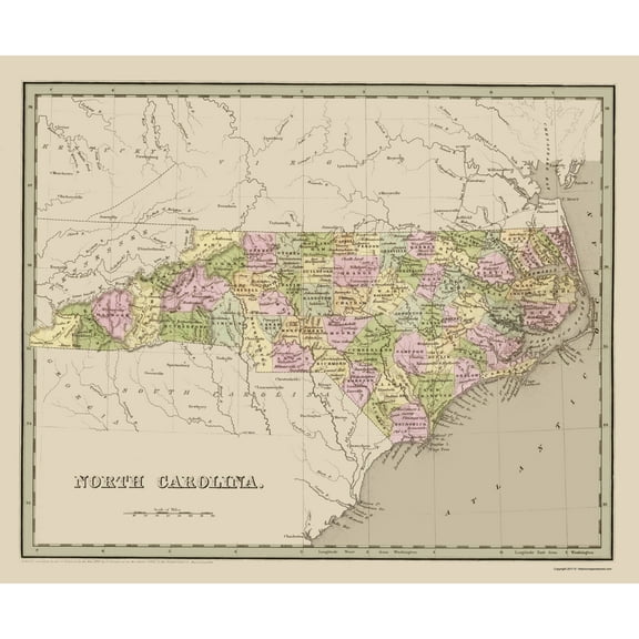 Historic State Map - North Carolina - Goodrich 1841 - 23 x 27.82 - Vintage Wall Art