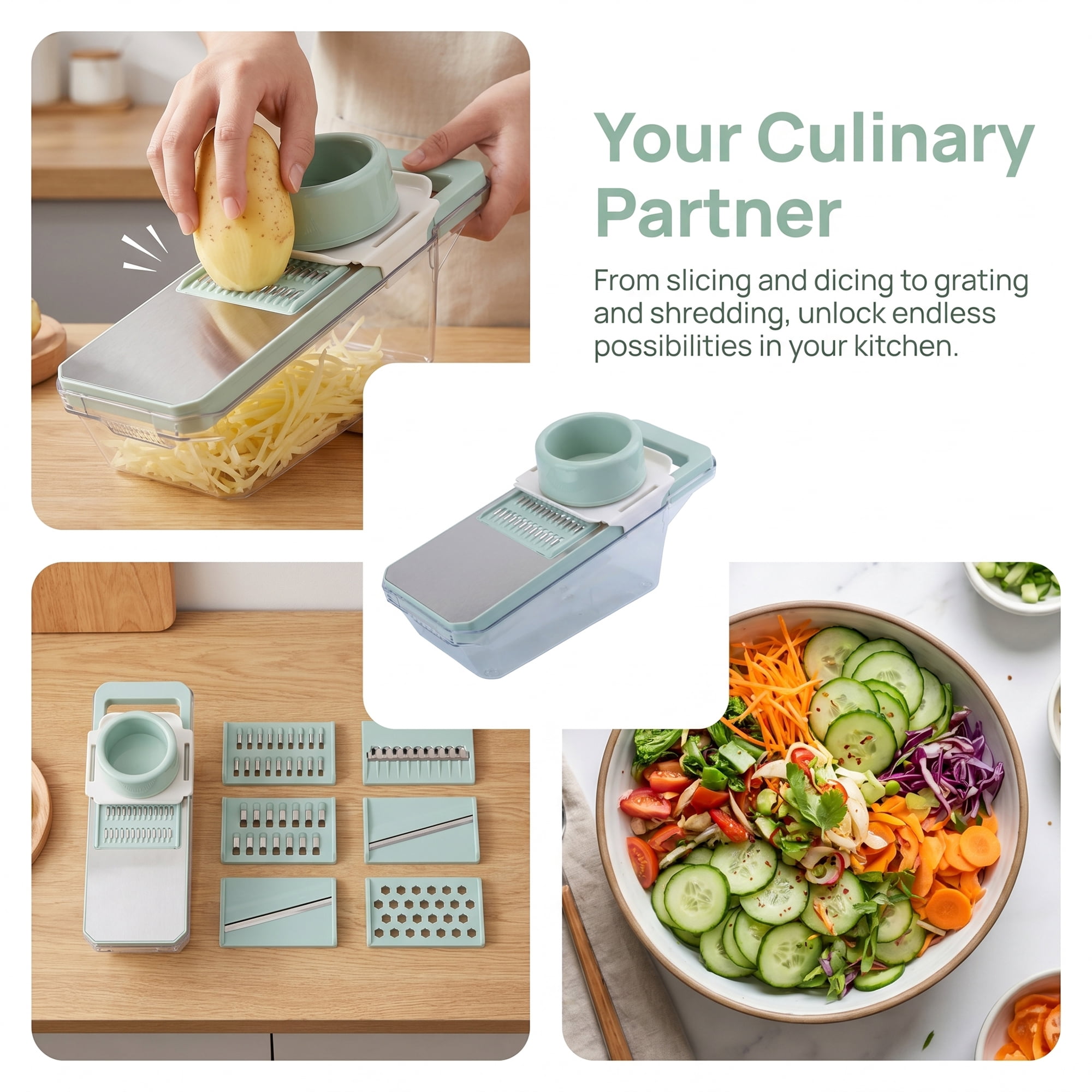 Unique Bargains Kitchen Slicer and Vegetable Chopper for Cooking 6 in 1(B) 11"x3.9"