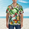 thumbnail image 2 of Fuzoiu Vegan1 Print Hawaiian Shirt for Men, Summer Beach Casual Short Sleeve Button Down Shirts, Men’s Beach Summer Shirts with Pocket,Large, 2 of 7