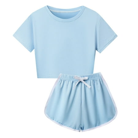 

Baby Girl Outfits Summer Children Kid Soft Short Sleeve T Shirt Top Blouse And Shorts Casual Two Piece 4 Piece Girls Clothing Sets 9-10 Years