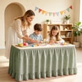 thumbnail image 4 of 75*180cm Solid Ruffled Desk Table Skirt Wrinkle Resistant Decorative Cover For Kitchen Indoor Event Table Decoration Dark Green, 4 of 4