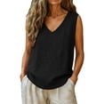 thumbnail image 4 of hotojiny Womens Tank Tops Loose Fit V Neck Summer Shirts Dressy Casual Blouses Plus Size Basic Tee Beach Vacation Clothes, 4 of 5