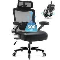 Big and Tall Office Chair 500 lbs, Ergonomic Desk Chair with 3D Flip up Arms, High Back Mesh Executive Computer Chair, Adjustable Headrest Lumbar Support, Black
