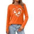 thumbnail image 2 of Blouse for Women Long Sleeved Printed Round Neck Loose Casual T-shirt,Tops for Women Orange XXXL, 2 of 6