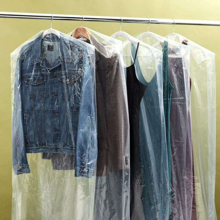 50 Pack Clear Plastic Garment Bags for Clothes Storage, Suits, Shirts,  Dresses (21 x 72 Inch) - Walmart.com