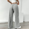 thumbnail image 4 of Lenpel Wide Leg Pants for Women Striped High Waisted Tie Front Cotton Linen Pants Casual Loose Lounge Trousers with Pockets, 4 of 7