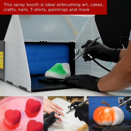 Portable Hobby Airbrush Paint Spray Booth Kit Exhaust Filter Extractor Set Model